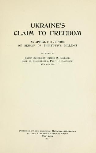 Cover for Ukraine's claim to freedom