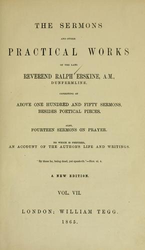 Cover for The sermons and other practical works of the late Reverend Ralph Erskine, Dunfermline.