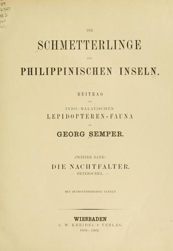 Cover for Die schmetterlinge der Philippinischen inseln.