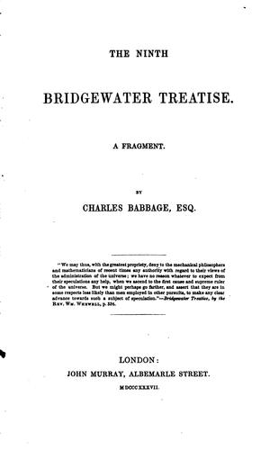 Cover for The ninth Bridgewater treatise