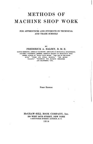 Cover for Methods of machine shop work