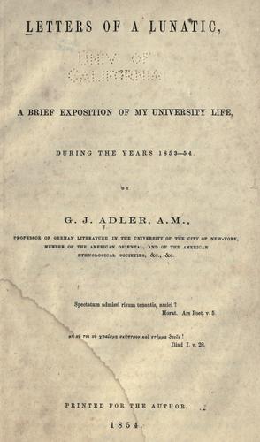 Cover for Letters of a lunatic