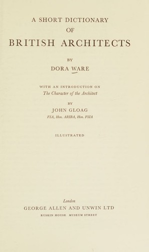 Cover for A short dictionary of British architects