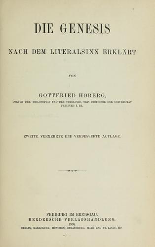 Cover for Die Genesis