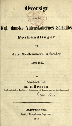 Cover for Oversigt over det Kongelige Danske Videnskabernes Selskabs Forhandlinger