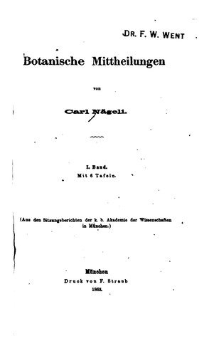 Cover for Botanische Mittheilungen