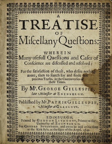Cover for A treatise of miscellany questions