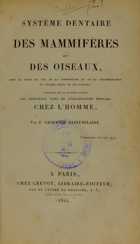 Cover for Syst©·me dentaire des mammif©·res et des oiseaux