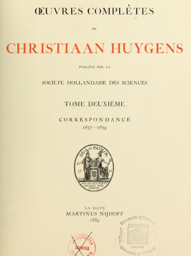 Cover for Oeuvres complètes de Christiaan Hugens