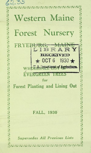 Cover for Wholesale list of evergreen trees for forest planting and lining out