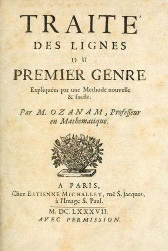 Cover for Traité des lignes du premier genre