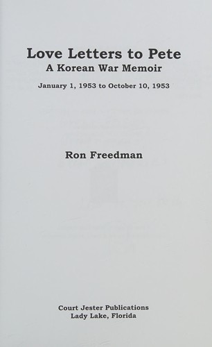 Cover for Love Letters to Pete, a Korean War Memoir