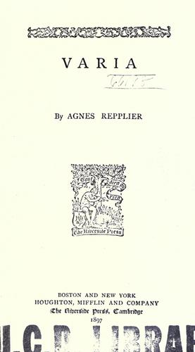 Cover for Varia