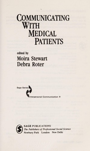 Cover for Communicating with medical patients
