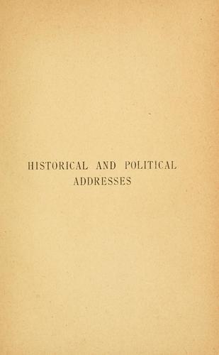 Cover for Historical and political addresses, 1883-1897.