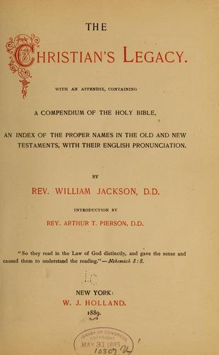 Cover for The Christian's legacy...