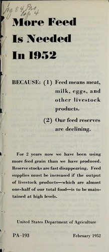 Cover for More feed is needed in 1952