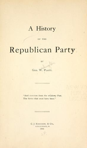 Cover for A history of the Republican party