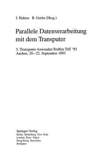 Cover for Parallele Datenverarbeitung mit dem Transputer