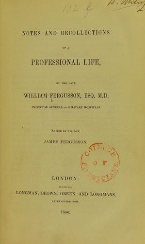 Cover for Notes and recollections of a professional life
