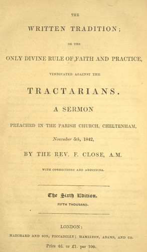 Cover for The written tradition