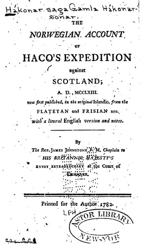 Cover for The Norwegian account of Haco's expedition against Scotland