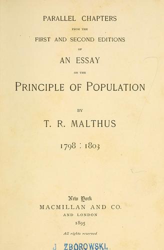 Cover for Parallel chapters from the first and second editions of An essay on the principle of population