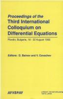 Cover for Proceedings of the International Colloquium on Differential Equations , Proceedings of the Third International Colloquium on Differential Equations