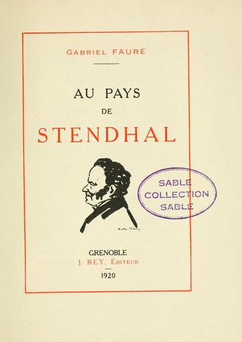 Cover for Au pays de Stendhal.