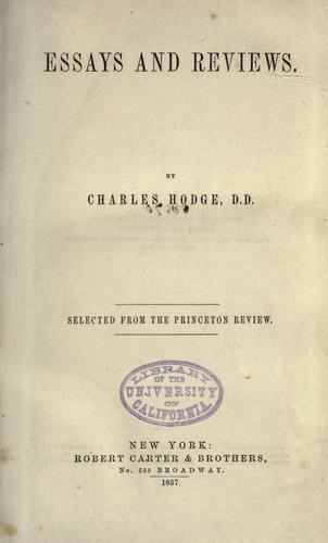 Cover for Essays and reviews.