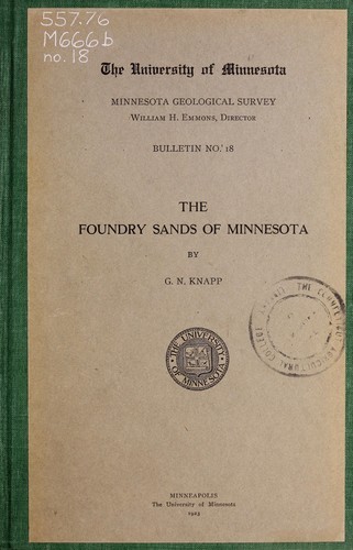 Cover for The foundry sands of Minnesota