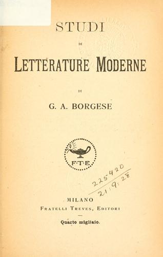 Cover for Studi di letterature moderne.