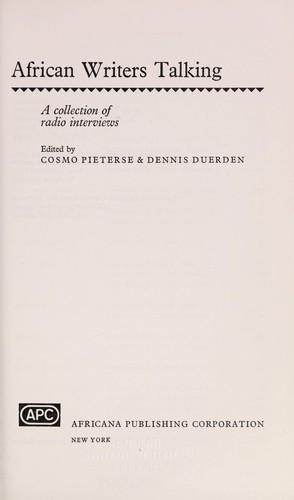 Cover for African writers talking