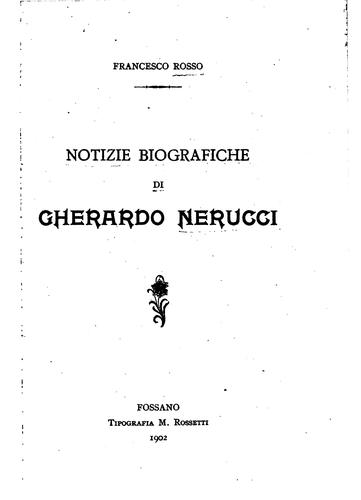 Cover for Notizie biografiche di Gherardo Nerucci