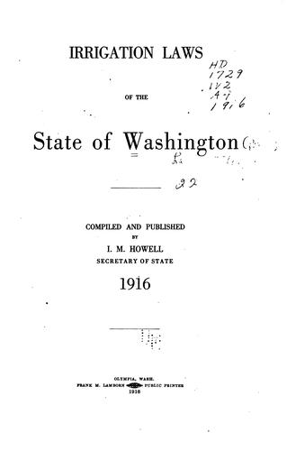 Cover for Irrigation Laws of the State of Washington