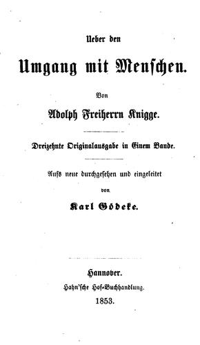 Cover for Ueber den Umgang mit Menschen