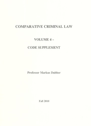 Cover for Comparative criminal law