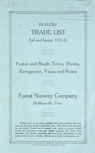 Cover for Dealers' trade list fall and spring, 1925-26