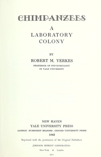 Cover for Chimpanzees; a laboratory colony.
