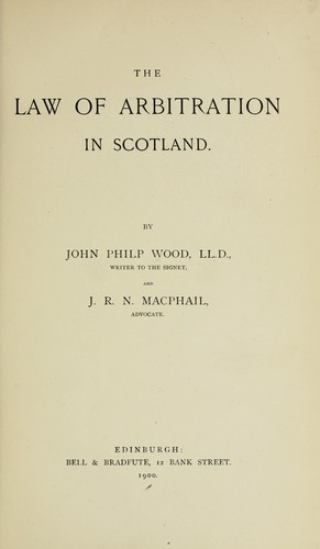 Cover for The law of arbitration in Scotland