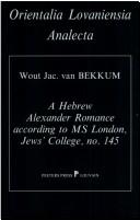 Cover for A Hebrew Alexander Romance According to Ms. London, Jews College, N0 145.