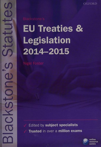 Cover for Blackstone's EU Treaties and Legislation 2014-2015
