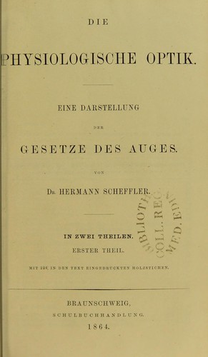 Cover for Die physiologische Optik
