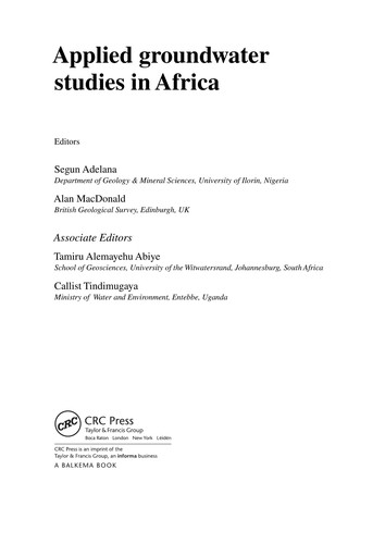 Cover for Applied groundwater studies in Africa
