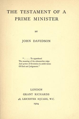 Cover for The testament of a prime minister
