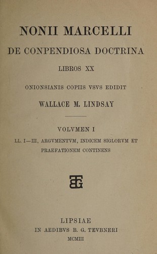 Cover for Nonii Marcelli De conpendiosa doctrina libros xx