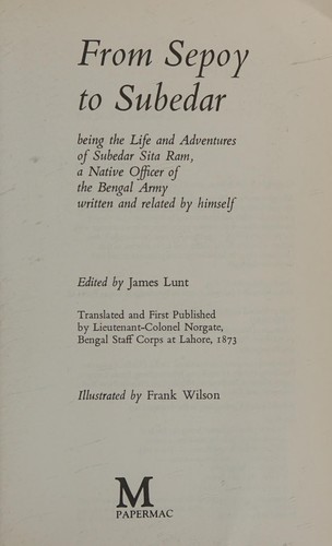 Cover for From Sepoy to Subedar