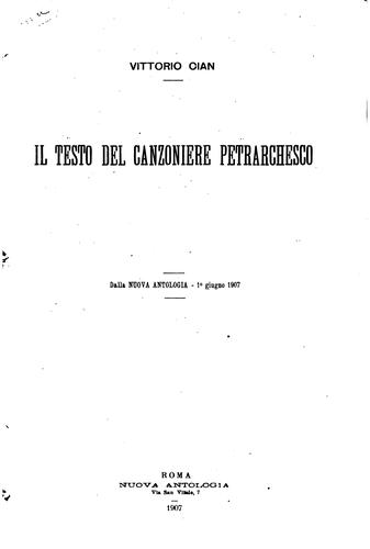 Cover for Il testo del Canzoniere Petrarchesco