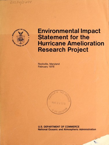 Cover for Environmental impact statement (EIS) for the Hurricane Amelioriation Research Project