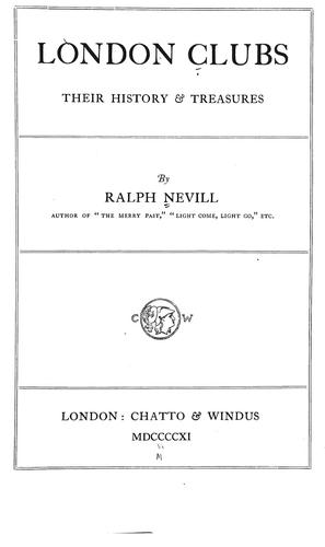 Cover for London clubs: their history & treasures